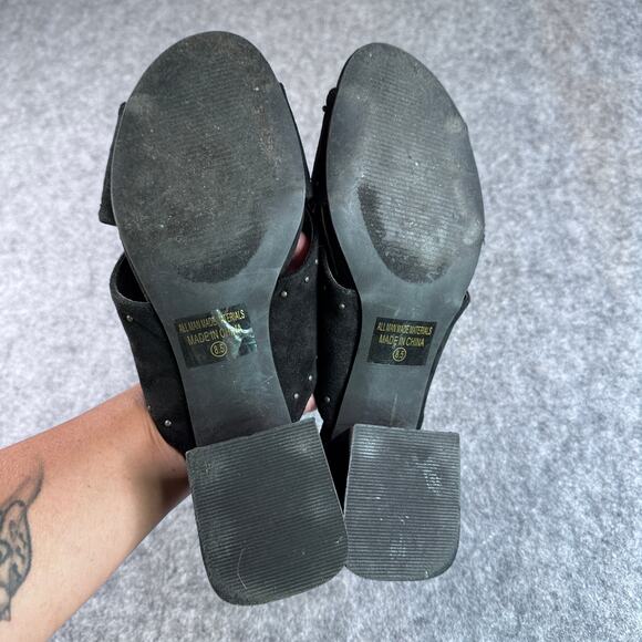 Chase+Chloe 8.5 Black Textile Upper Suede Studded Block Heel - Picture 3 of 7